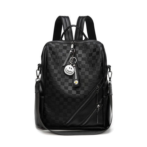 Fashion Checkerboard Backpack Casual Shoulder Bag All-match Shopping Travel Bags For Women