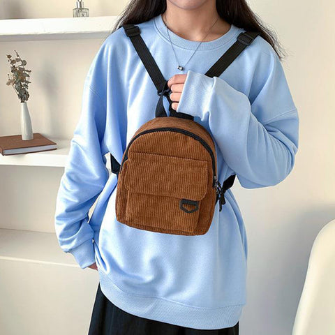 Small Corduroy Backpack Fashion Primary And Secondary Campus Bag Girls Schoolbags