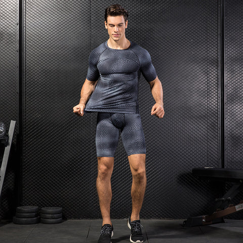 Men's 3D three-dimensional printing training fitness running pants