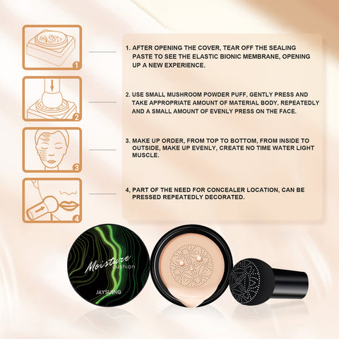 Jayswing Mushroom Head Air Cushion Concealer, Natural Moisturizing, Brightening Skin Tone, Lasting Foundation Make-up