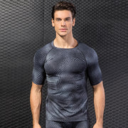 Men's Short Sleeve Quick Drying Clothes 3D Printing Fitness Running Training